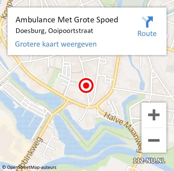 Locatie op kaart van de 112 melding: Ambulance Met Grote Spoed Naar Doesburg, Ooipoortstraat op 10 juni 2019 12:46