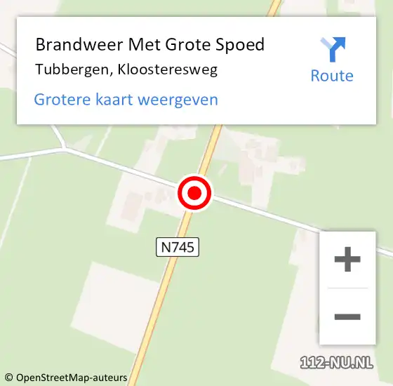 Locatie op kaart van de 112 melding: Brandweer Met Grote Spoed Naar Tubbergen, Kloosteresweg op 3 april 2014 21:09