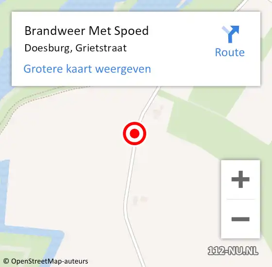 Locatie op kaart van de 112 melding: Brandweer Met Spoed Naar Doesburg, Grietstraat op 10 juni 2019 13:00