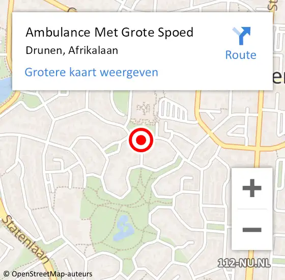 Locatie op kaart van de 112 melding: Ambulance Met Grote Spoed Naar Drunen, Afrikalaan op 10 juni 2019 13:14