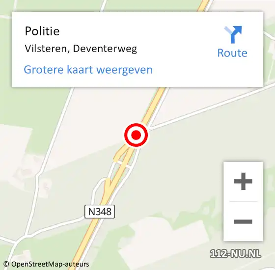 Locatie op kaart van de 112 melding: Politie Vilsteren, Deventerweg op 10 juni 2019 13:24