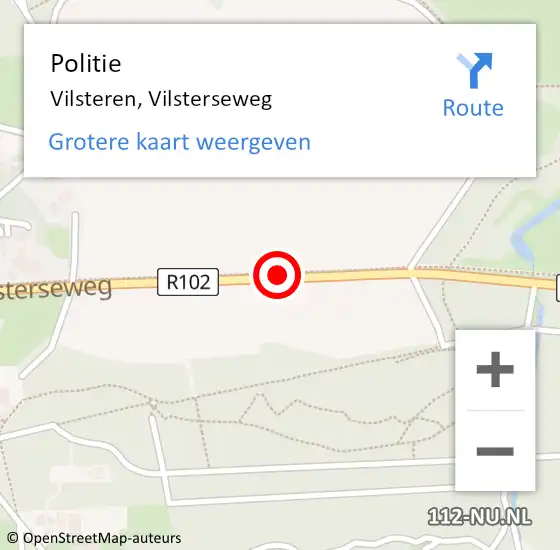 Locatie op kaart van de 112 melding: Politie Vilsteren, Vilsterseweg op 10 juni 2019 13:25