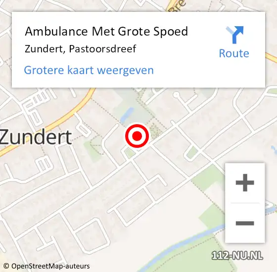 Locatie op kaart van de 112 melding: Ambulance Met Grote Spoed Naar Zundert, Pastoorsdreef op 10 juni 2019 13:26