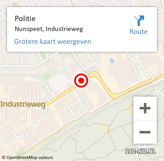 Locatie op kaart van de 112 melding: Politie Nunspeet, Industrieweg op 10 juni 2019 13:26