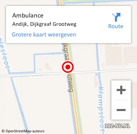 Locatie op kaart van de 112 melding: Ambulance Andijk, Dijkgraaf Grootweg op 10 juni 2019 13:27