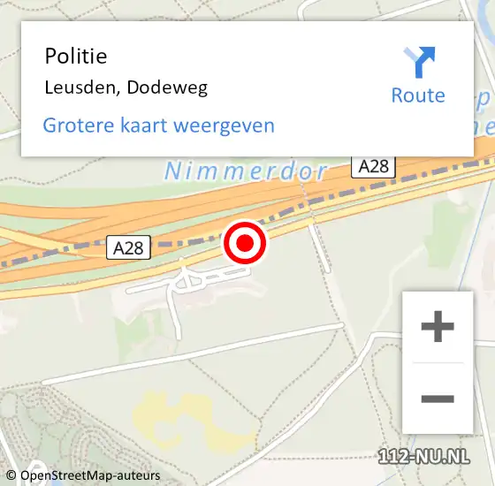 Locatie op kaart van de 112 melding: Politie Leusden, Dodeweg op 10 juni 2019 13:52