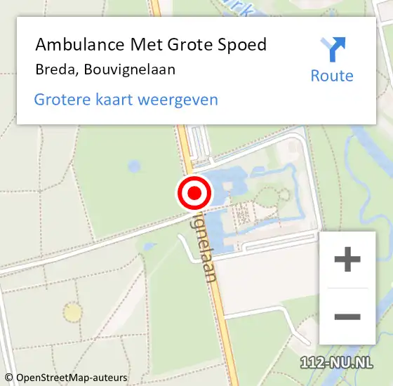 Locatie op kaart van de 112 melding: Ambulance Met Grote Spoed Naar Breda, Bouvignelaan op 10 juni 2019 14:08