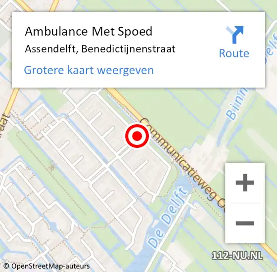 Locatie op kaart van de 112 melding: Ambulance Met Spoed Naar Assendelft, Benedictijnenstraat op 10 juni 2019 14:17