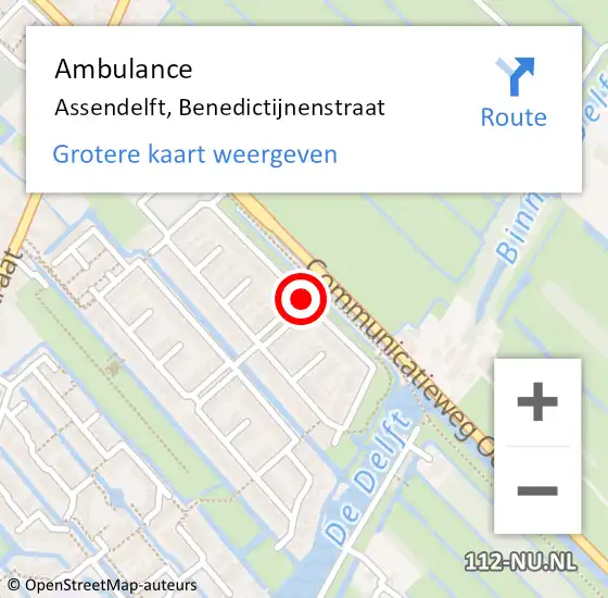 Locatie op kaart van de 112 melding: Ambulance Assendelft, Benedictijnenstraat op 10 juni 2019 14:20