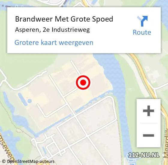 Locatie op kaart van de 112 melding: Brandweer Met Grote Spoed Naar Asperen, 2e Industrieweg op 10 juni 2019 14:25