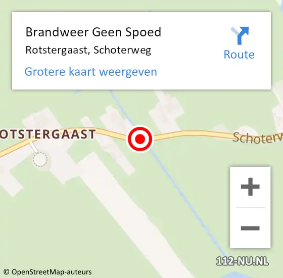 Locatie op kaart van de 112 melding: Brandweer Geen Spoed Naar Rotstergaast, Schoterweg op 10 juni 2019 14:25