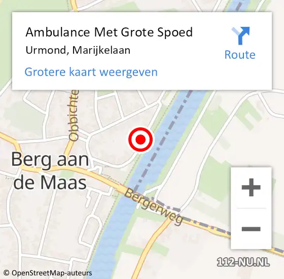 Locatie op kaart van de 112 melding: Ambulance Met Grote Spoed Naar Urmond, Marijkelaan op 10 juni 2019 14:53