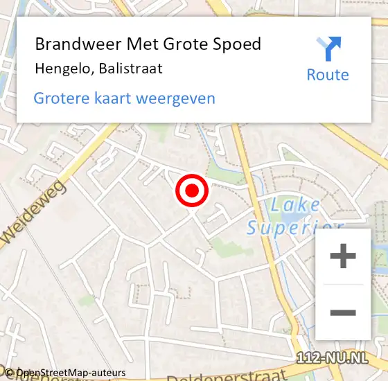 Locatie op kaart van de 112 melding: Brandweer Met Grote Spoed Naar Hengelo, Balistraat op 3 april 2014 21:33