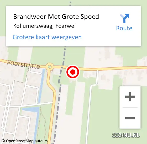 Locatie op kaart van de 112 melding: Brandweer Met Grote Spoed Naar Kollumerzwaag, Foarwei op 3 april 2014 21:37