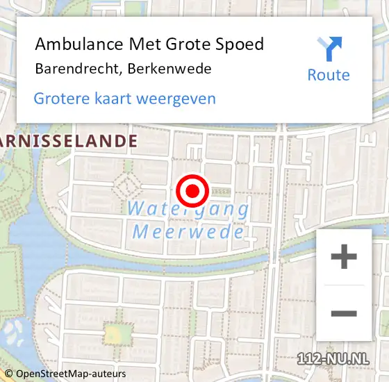 Locatie op kaart van de 112 melding: Ambulance Met Grote Spoed Naar Barendrecht, Berkenwede op 10 juni 2019 16:41