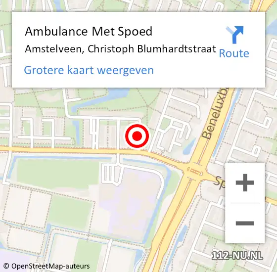 Locatie op kaart van de 112 melding: Ambulance Met Spoed Naar Amstelveen, Christoph Blumhardtstraat op 10 juni 2019 17:11