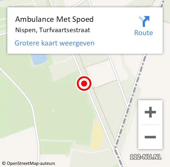Locatie op kaart van de 112 melding: Ambulance Met Spoed Naar Nispen, Turfvaartsestraat op 10 juni 2019 17:27