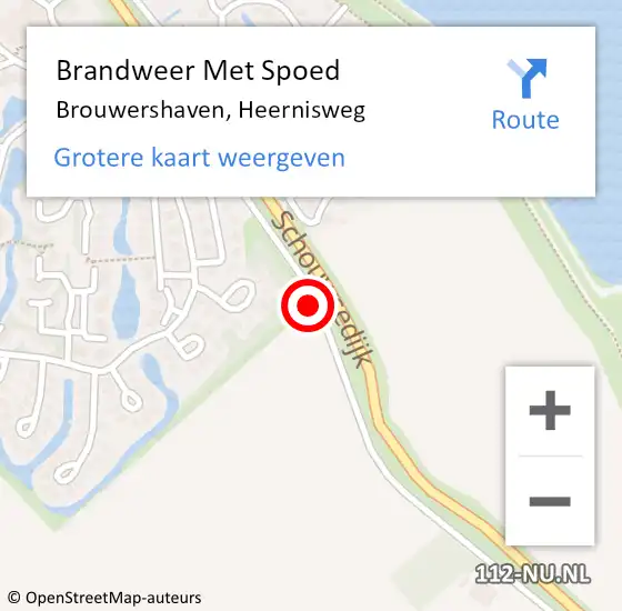 Locatie op kaart van de 112 melding: Brandweer Met Spoed Naar Brouwershaven, Heernisweg op 10 juni 2019 17:30