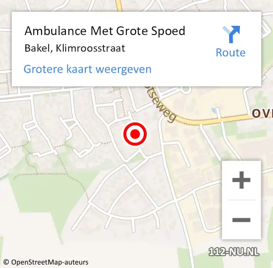 Locatie op kaart van de 112 melding: Ambulance Met Grote Spoed Naar Bakel, Klimroosstraat op 10 juni 2019 18:21