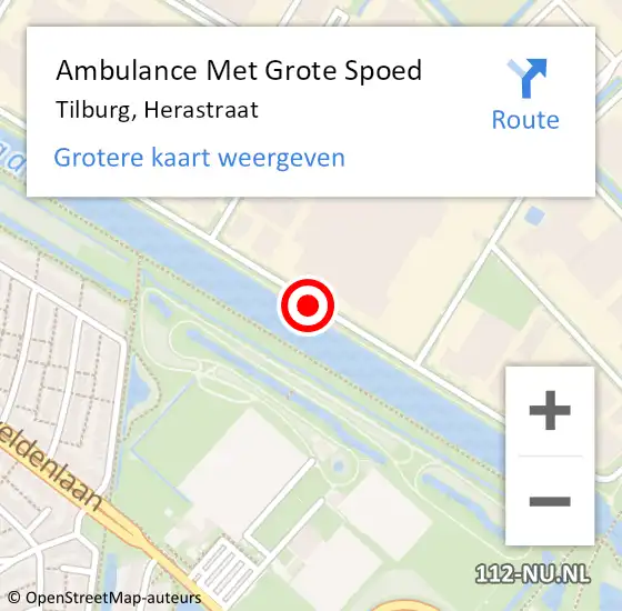 Locatie op kaart van de 112 melding: Ambulance Met Grote Spoed Naar Tilburg, Herastraat op 10 juni 2019 18:51