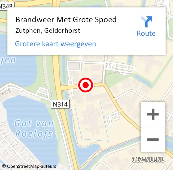 Locatie op kaart van de 112 melding: Brandweer Met Grote Spoed Naar Zutphen, Gelderhorst op 10 juni 2019 19:25