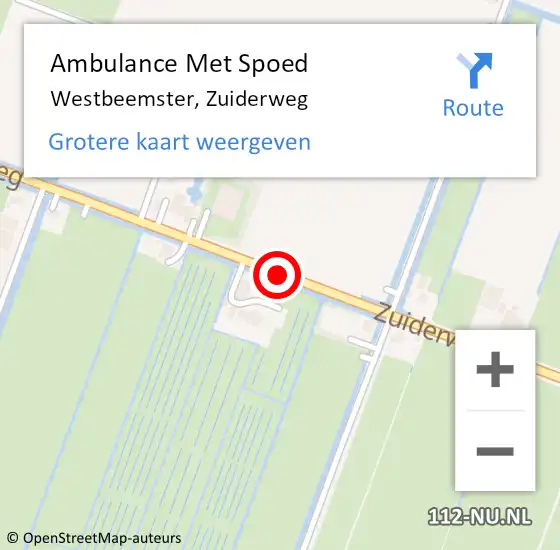 Locatie op kaart van de 112 melding: Ambulance Met Spoed Naar Westbeemster, Zuiderweg op 10 juni 2019 19:29