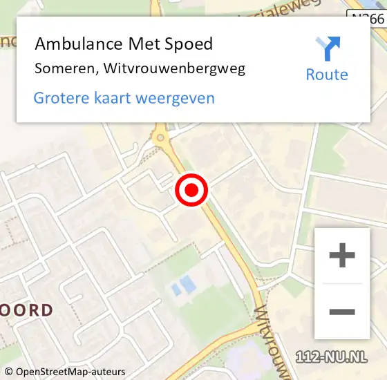 Locatie op kaart van de 112 melding: Ambulance Met Spoed Naar Someren, Witvrouwenbergweg op 10 juni 2019 20:49