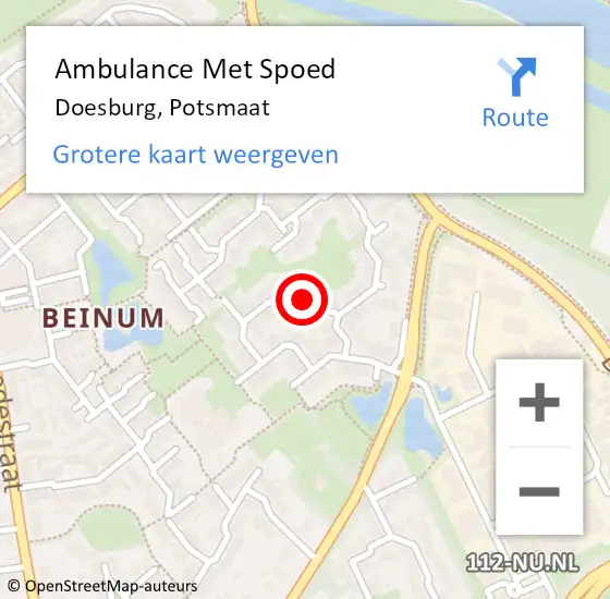 Locatie op kaart van de 112 melding: Ambulance Met Spoed Naar Doesburg, Potsmaat op 10 juni 2019 21:17