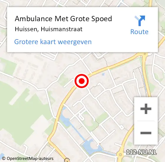 Locatie op kaart van de 112 melding: Ambulance Met Grote Spoed Naar Huissen, Huismanstraat op 10 juni 2019 22:41