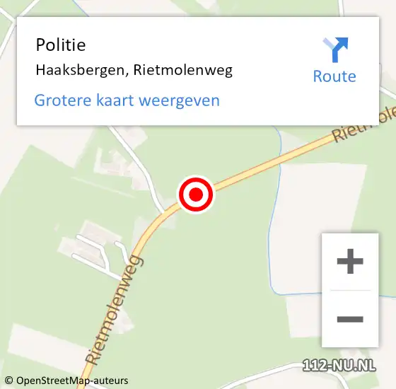 Locatie op kaart van de 112 melding: Politie Haaksbergen, Rietmolenweg op 10 juni 2019 22:42