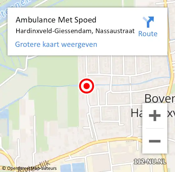 Locatie op kaart van de 112 melding: Ambulance Met Spoed Naar Hardinxveld-Giessendam, Nassaustraat op 10 juni 2019 22:48