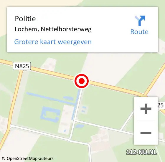 Locatie op kaart van de 112 melding: Politie Lochem, Nettelhorsterweg op 11 juni 2019 00:10