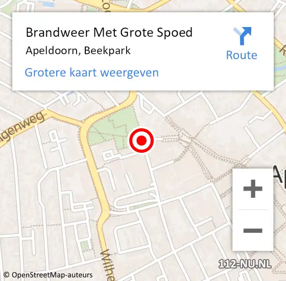 Locatie op kaart van de 112 melding: Brandweer Met Grote Spoed Naar Apeldoorn, Beekpark op 11 juni 2019 02:20