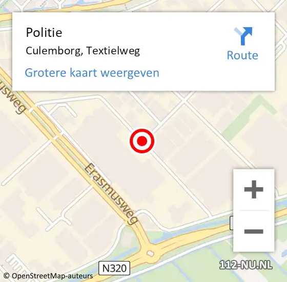 Locatie op kaart van de 112 melding: Politie Culemborg, Textielweg op 11 juni 2019 02:58