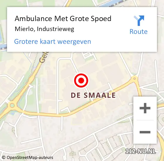 Locatie op kaart van de 112 melding: Ambulance Met Grote Spoed Naar Mierlo, Industrieweg op 11 juni 2019 07:04