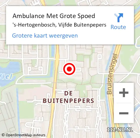 Locatie op kaart van de 112 melding: Ambulance Met Grote Spoed Naar 's-Hertogenbosch, Vijfde Buitenpepers op 11 juni 2019 09:01