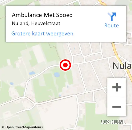 Locatie op kaart van de 112 melding: Ambulance Met Spoed Naar Nuland, Heuvelstraat op 11 juni 2019 09:32