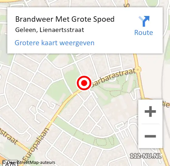Locatie op kaart van de 112 melding: Brandweer Met Grote Spoed Naar Geleen, Lienaertsstraat op 11 juni 2019 10:23