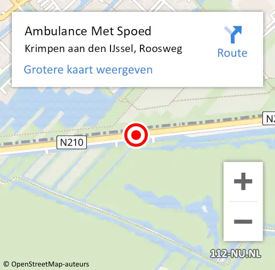 Locatie op kaart van de 112 melding: Ambulance Met Spoed Naar Krimpen aan den IJssel, Roosweg op 11 juni 2019 10:56