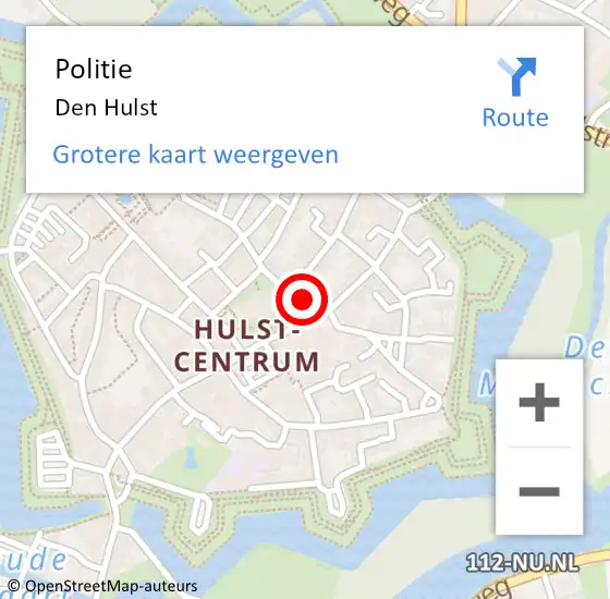 Locatie op kaart van de 112 melding: Politie Den Hulst op 11 juni 2019 11:06