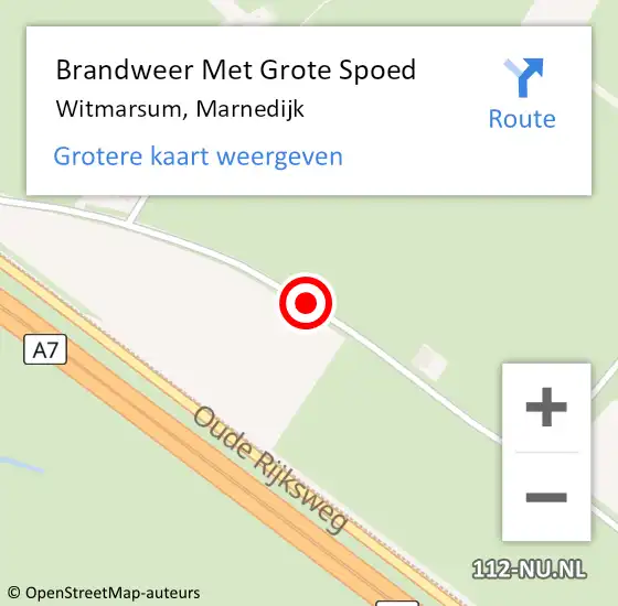 Locatie op kaart van de 112 melding: Brandweer Met Grote Spoed Naar Witmarsum, Marnedijk op 11 juni 2019 11:10