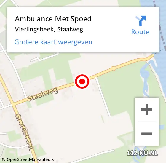 Locatie op kaart van de 112 melding: Ambulance Met Spoed Naar Vierlingsbeek, Staaiweg op 11 juni 2019 11:23