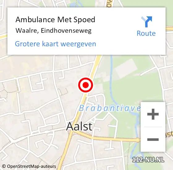 Locatie op kaart van de 112 melding: Ambulance Met Spoed Naar Waalre, Eindhovenseweg op 11 juni 2019 12:51