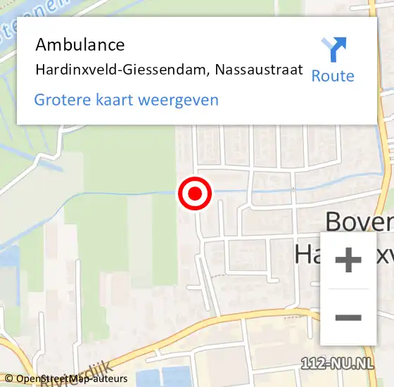 Locatie op kaart van de 112 melding: Ambulance Hardinxveld-Giessendam, Nassaustraat op 11 juni 2019 13:04