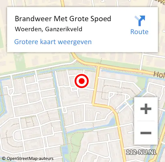 Locatie op kaart van de 112 melding: Brandweer Met Grote Spoed Naar Woerden, Ganzerikveld op 11 juni 2019 13:35