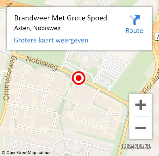 Locatie op kaart van de 112 melding: Brandweer Met Grote Spoed Naar Asten, Nobisweg op 11 juni 2019 13:58