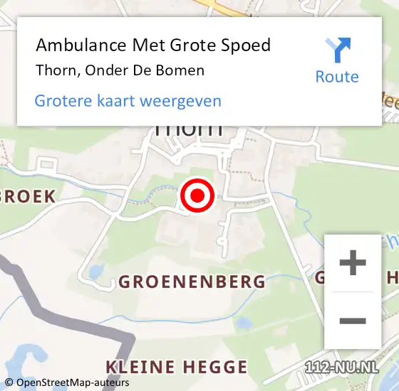Locatie op kaart van de 112 melding: Ambulance Met Grote Spoed Naar Thorn, Onder De Bomen op 11 juni 2019 14:04