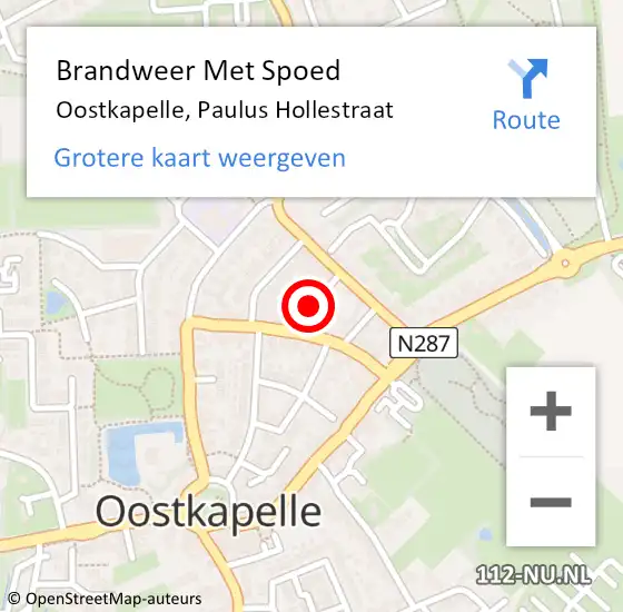 Locatie op kaart van de 112 melding: Brandweer Met Spoed Naar Oostkapelle, Paulus Hollestraat op 11 juni 2019 14:23