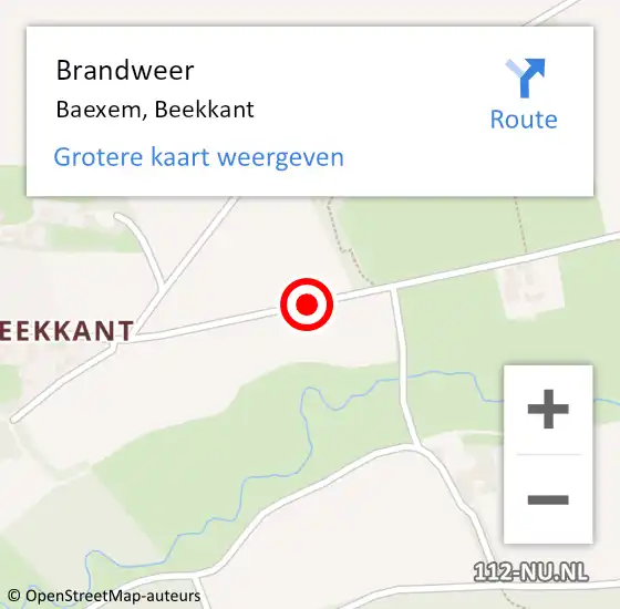 Locatie op kaart van de 112 melding: Brandweer Baexem, Beekkant op 11 juni 2019 14:56