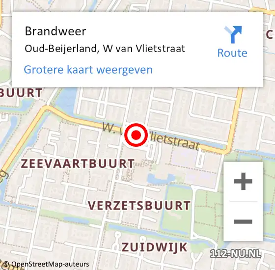 Locatie op kaart van de 112 melding: Brandweer Oud-Beijerland, Van Vlietstraat op 11 juni 2019 16:16